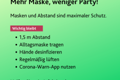 Mehr Maske, weniger Party!